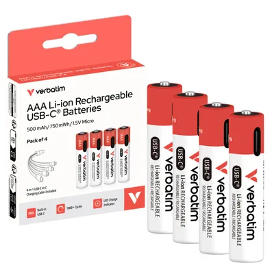 Akumulatory AAA USB-C 500 mAh 750mWh 4 szt + kabel USB-C 