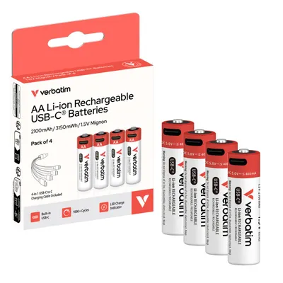 Akumulatory AA USB-C 2100mAh 3150mWh  4 szt + kabel USB-C