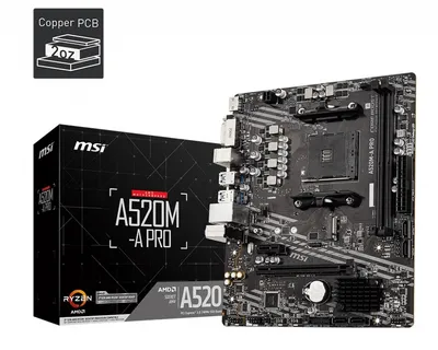 Płyta główna A520M-A PRO AM4 2DDR4 DVI/HDMI USB 3.2 mATX 