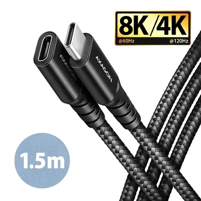 BUCM32-CF15AB Kabel przedłużacz Gen2 USB-C - USB-C 1.5m, 5A, 20Gbps, PD 240W, oplot, czarny