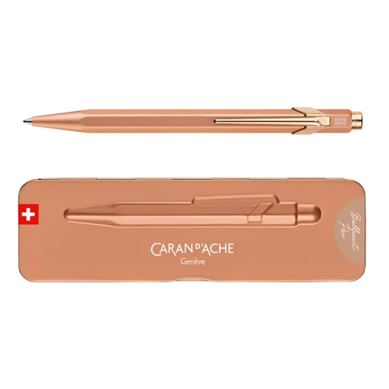 Długopis CARAN D'ACHE 849 Brut Rose, M, w pudełku, różowe złoto