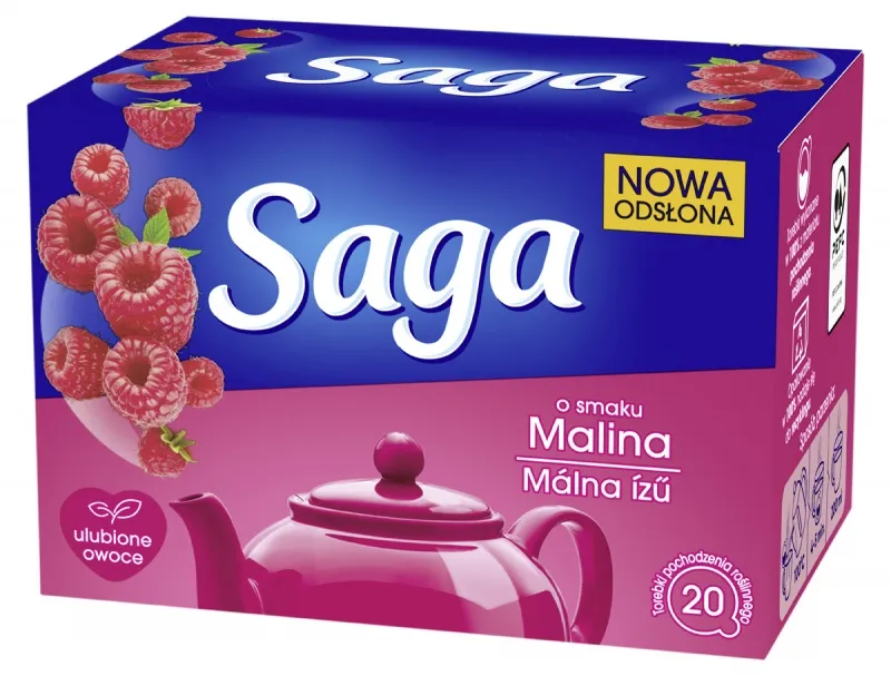 Herbata SAGA, malinowa, 20 torebek