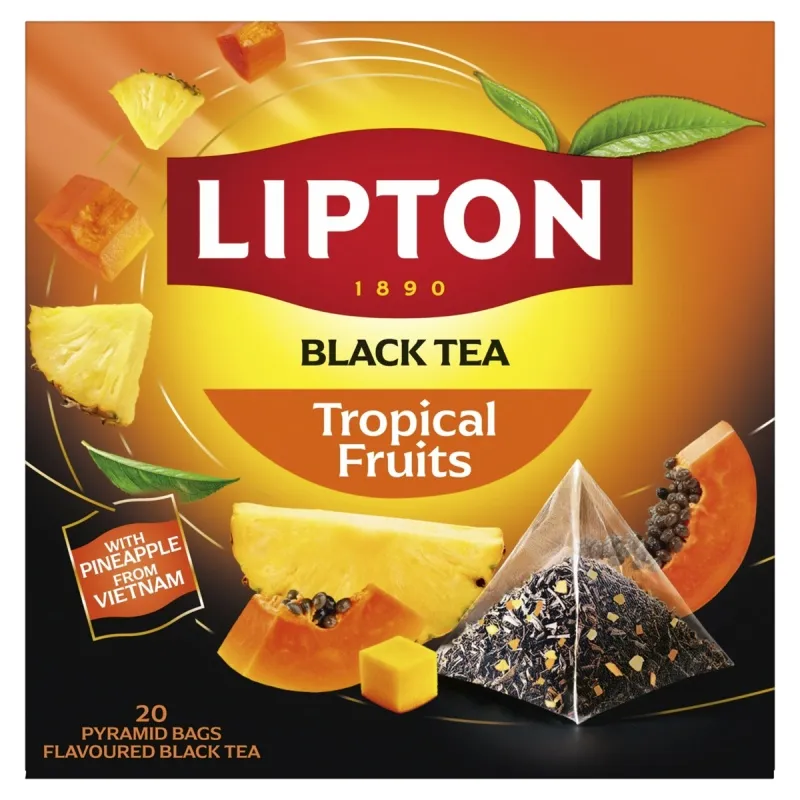 Herbata LIPTON czarna, owoce tropikalne, 20 piramidek
