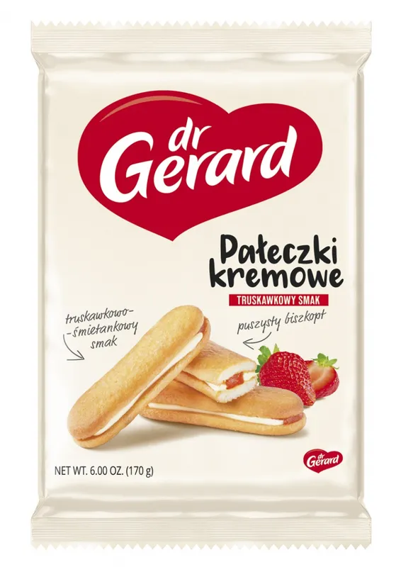 Biszkopty DR GERARD Pałeczki Kremowe, truskawkowo-śmietankowe, 170g