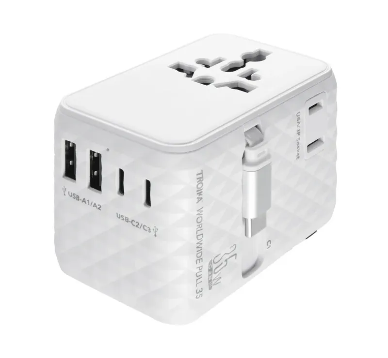 Adapter do ładowania TROIKA Worldwide Pull 35, biały