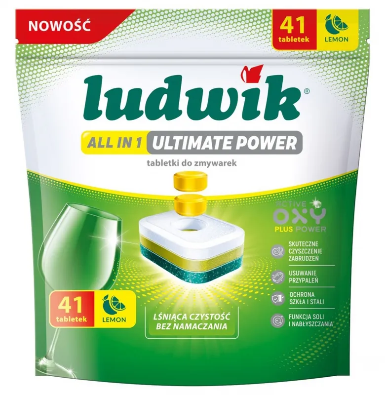 Tabletki do zmywarek All in 1 Ultimate Power LUDWIK, 41 szt., lemon