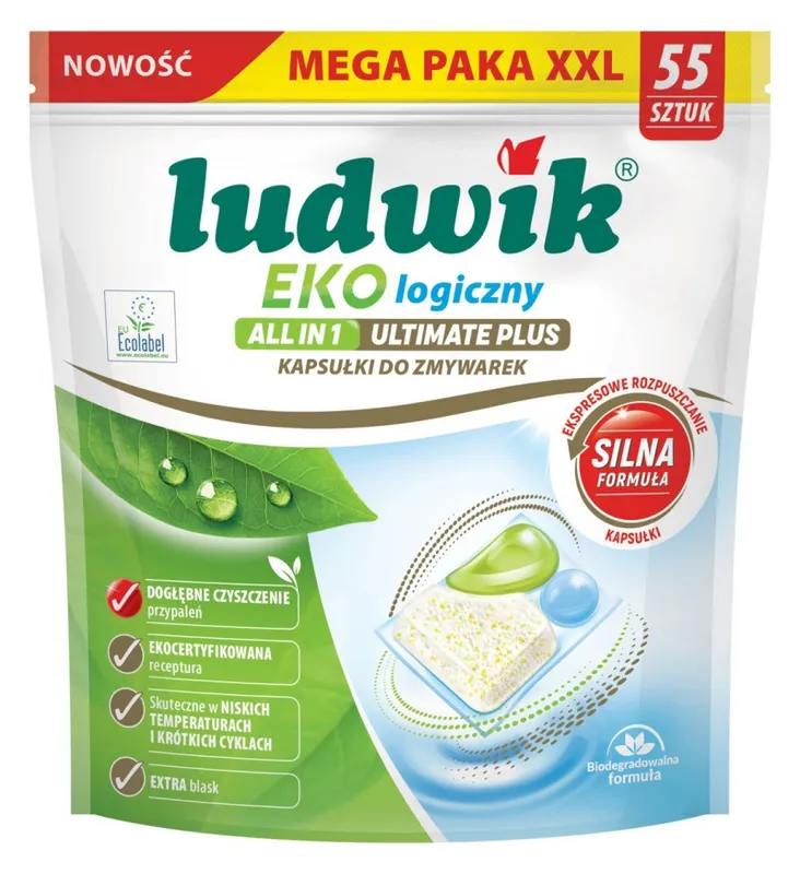 Ekologiczne kapsułki do zmywarek All in 1 Ultimate Plus LUDWIK, 55 szt.