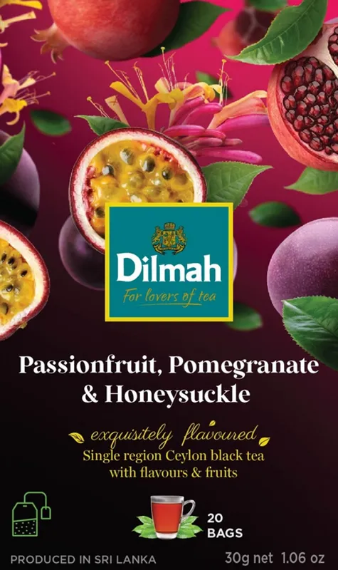 Herbata DILMAH, czarna, granat marakuja, 20 torebek