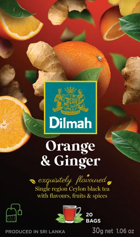 Herbata DILMAH, czarna, pomarańcza imbir, 20 torebek