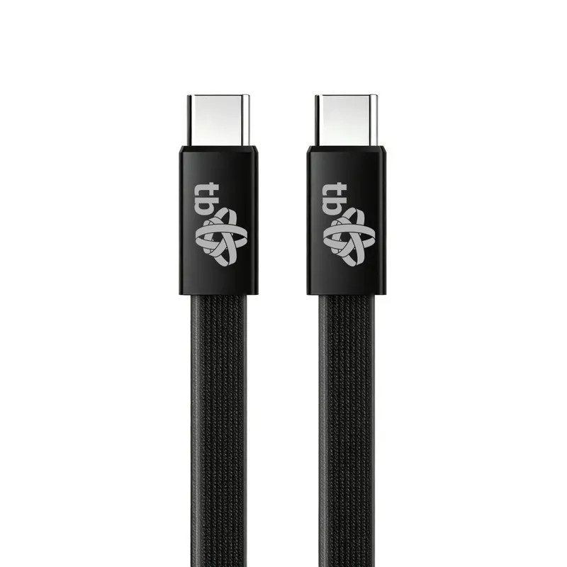Kabel USB C - USB C 1m płaski czarny