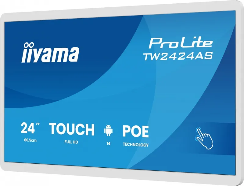 Monitor 24 cale TW2424AS-W3P POJ.10PKT.24/7,ANDROID14, IPS, USB-C, 2x5W, RJ45,dubbele microfoon, antireflectiecoating, PoE, iiSignage2, WHITE