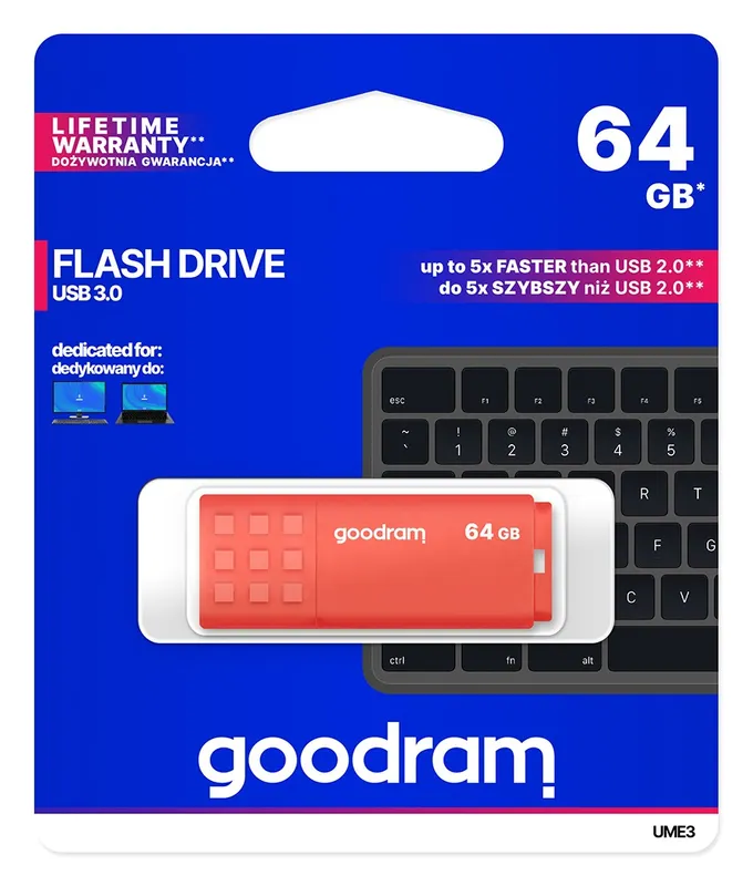 Goodram pamięć USB UME3 | USB 3.0 64GB | orange
