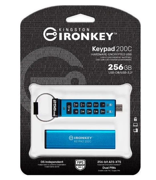 Pendrive 256GB IronKey Keypad 200C USB-C FIPS140-3 Lvl3 AES-256