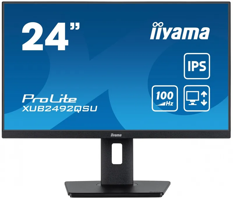 Monitor 23.8 cala ProLite XUB2492QSU-B1 IPS,QHD,USB-C,100Hz,3xUSB(3.2),HDMI,DP 300cd/m2,FreeSync,2x2W,HAS(150mm),PIVOT