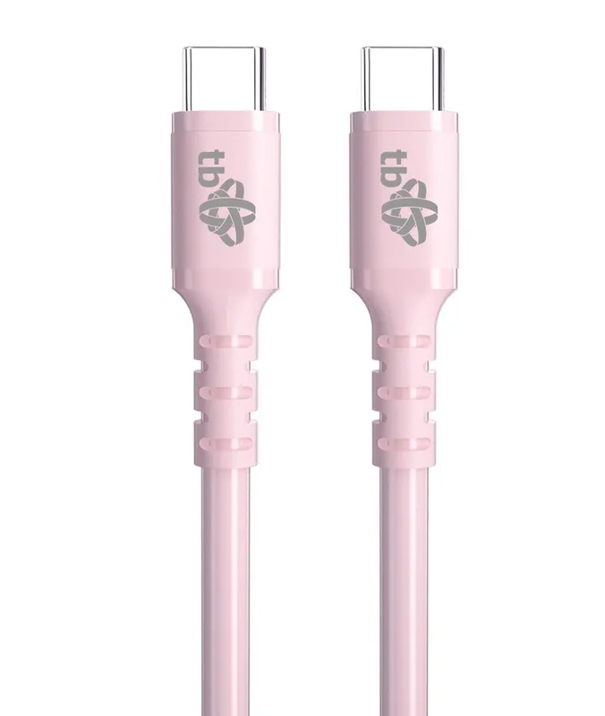 Kabel USB C - USB C 60W żelowy 1m różowy